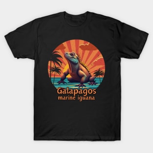 Galapagos marine iguana retro sunset vintage T-Shirt